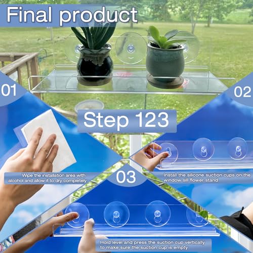 2 Pack 12 Inch Acrylic Window Boxes Plant Shelves, with Suction Cup Window Sill Extender, for Indoor/Outdoor Succulents, Micro Greens, Seed Starter Pots, Herb Planters