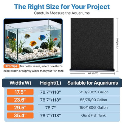 Large Fish Tank Background, Static Cling Black Aquarium Background, Glue-Free, Easy Installation Fish Tank Aquarium Backdrop Wallpaper Decorations(29.5"x 78.7") - size: 29.5" x 78.7"