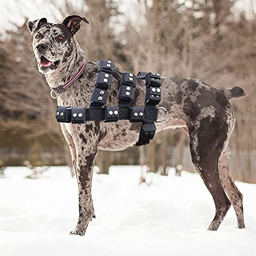 Weighted Tactical Dog Vest, No Pull Harness Symmetric Weight Pockets for Muscle & Weight Loss, Fit Pitbull GSD Husky, Heavy Nylon Service Harness Black - size: Dog's Waist 26.5"-32.5" | VEST ONLY