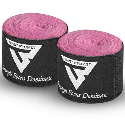 Boxing Hand Wraps, 180 Inches Inner Gloves with Thumb Loop | Elasticated Knuckle Protection for Martial Arts | Soft Under Mitts for Muay Thai, Kickboxing, MMA, Punching Bag Men Women - color: Pink