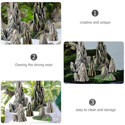Kisangel 8Pcs Mini Resin Rockery Ornaments 1.49X0.62X0.62 Inch Aquarium Decor Fish Tank Miniature Landscape Accessories for Terrarium Bonsai Garden Micro Landscape