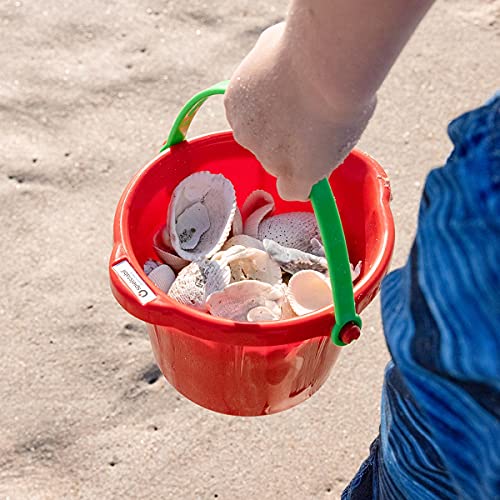 Spielstabil Beach Toys Bundle - 3 Pack of Small Sand Pails (1 Red, 1 Blue, 1 Yellow Beach Bucket) - Sand Buckets for Kids and Outdoor Play Equipment for 18 Months and Up