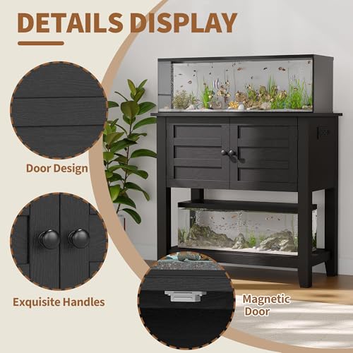 Takywep 20-29 Gallons of Aquarium Bracket with Charging Station and 660 Pounds of Heavy Fish Tank Bracket with Door for Storing Reptile Turtle Tanks