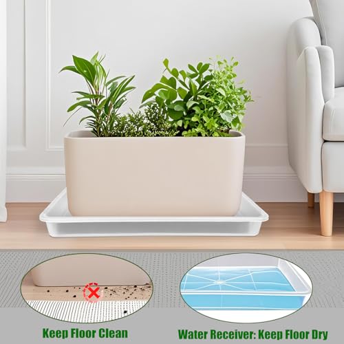 3 Pack Plastic Bonsai Humidity Trays, Rectangle Plant Growing Saucer Water Catcher Drip Tray, Seed Starter Drainage Tray Transparent (11.5x8.3 Inch)
