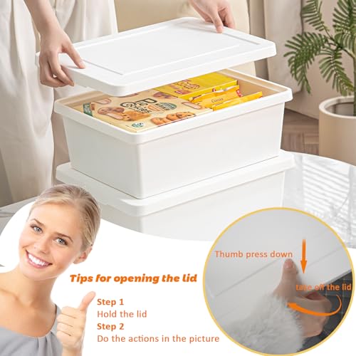 15 Quart high-end White multifunction storage box with lid，Stackable Plastic Boxes，with handle,Garage storage，home storage,Waterproof and moisture-proof.（white，2L） - size: 2L