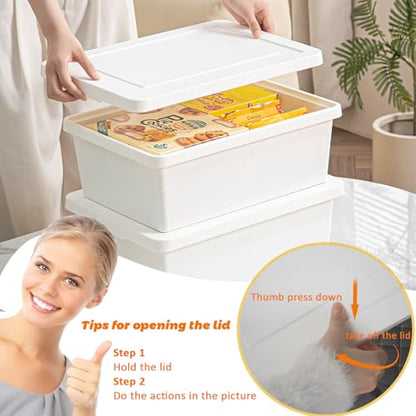 15 Quart high-end White multifunction storage box with lid，Stackable Plastic Boxes，with handle,Garage storage，home storage,Waterproof and moisture-proof.（white，2L） - size: 2L