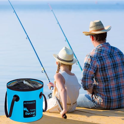 5 Gallon Collapsible Bucket Water Container Portable Wash Basin for Fishing Camping Car Washing Hiking 20L - color: Blue