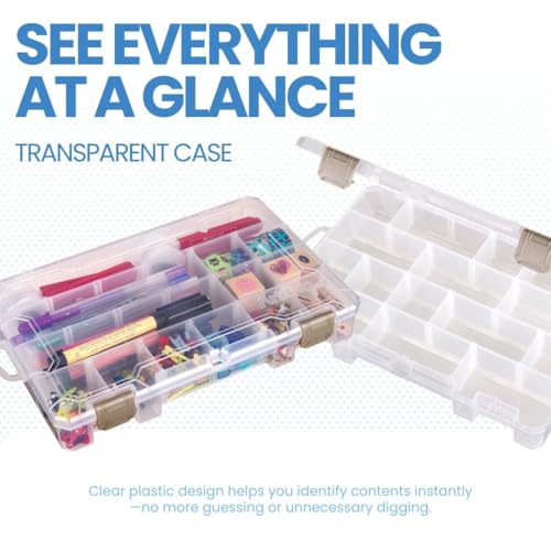 ArtBin 4006AB Medium Solutions Box with Dividers, Art & Craft Organizer, [1] Plastic Storage Case, Clear