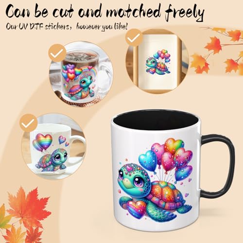 UV DTF Cup Wrap Transfer Stickers, 12 Sheets Sea Turtle Rub On Transfers for Tumblers Glass Cups Mugs Water Bottles