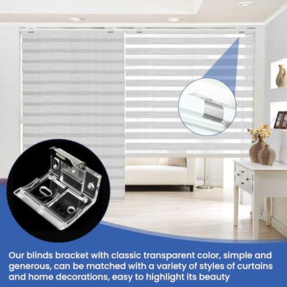 8 Pack Mounting Bracket with Metal Clip, Hidden Replacement Brackets for 1" (25mm) Pleated Shades Cordless Blinds Headrail, Mini Blinds, with Screws