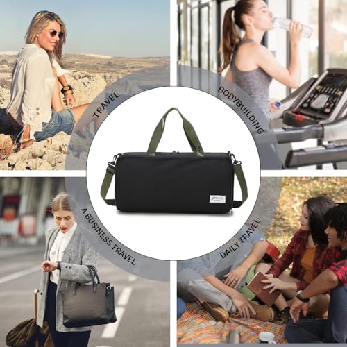 BESMART Gym Bags for Men with Side Pocket，38L Large Sports Gym Duffle Bag - color: Black-olive Green