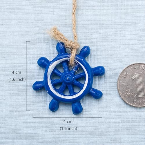 Daimay 12PCS Resin Nautical Ornaments Miniature Beach Ornament Kits Mini Seaside Anchor Lifebuoy Fish Seastar Model Micro Landscape Scenery Decor Aquarium Terrariums Miniature Gardens