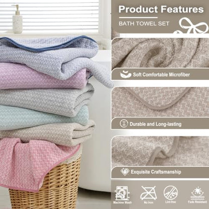 JML Microfiber Bath Towels, 2 Pack, 30x60 in, Fine Wave Camel - color: Cationic Fine Wave Camel, size: 30 in x 60 in