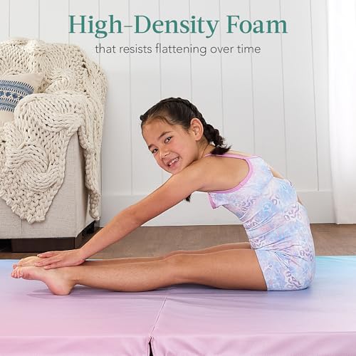 Best Choice Products 10ftx4ftx2in Folding Gym Mat 4-Panel Exercise Gymnastics Aerobics Workout Fitness Floor Mats w/Carrying Handles - color: Rainbow
