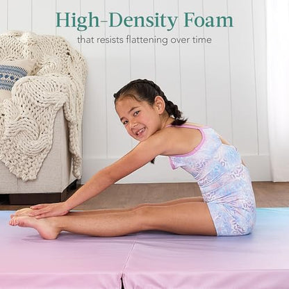 Best Choice Products 10ftx4ftx2in Folding Gym Mat 4-Panel Exercise Gymnastics Aerobics Workout Fitness Floor Mats w/Carrying Handles - color: Rainbow