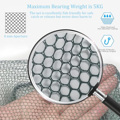Fishing Landing Net with Stainless Steel Telescoping Pole 74.8" Long Handle,Rubber Coated Nylon Mesh,for Steelhead,Salmon,Kayak,Catfish,Bass,Trout,Shrimp,Crab,for Easy Catch & Release,74.8 inch - style: 20 Inch-aluminum