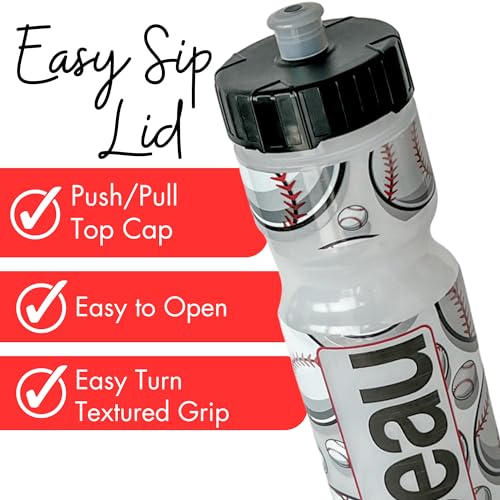 50 Strong | Personalized Kids Sports Water Bottle, 22 oz, Baseball - color: Baseball - Custom