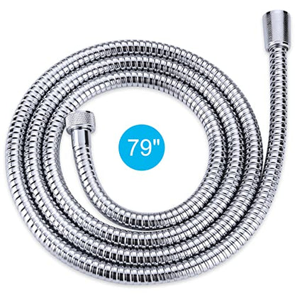 Chrome Finished Shower Hose, 79 Inch SUS 304 Stainless Steel Extra Long Handheld Shower Head Hose for Pet Bathroom Cleaning - color: Chrome, size: 79inch