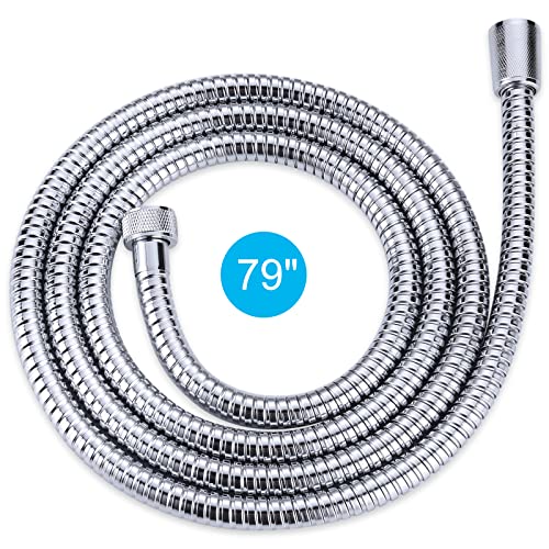 Chrome Finished Shower Hose, 79 Inch SUS 304 Stainless Steel Extra Long Handheld Shower Head Hose for Pet Bathroom Cleaning - color: Chrome, size: 79inch