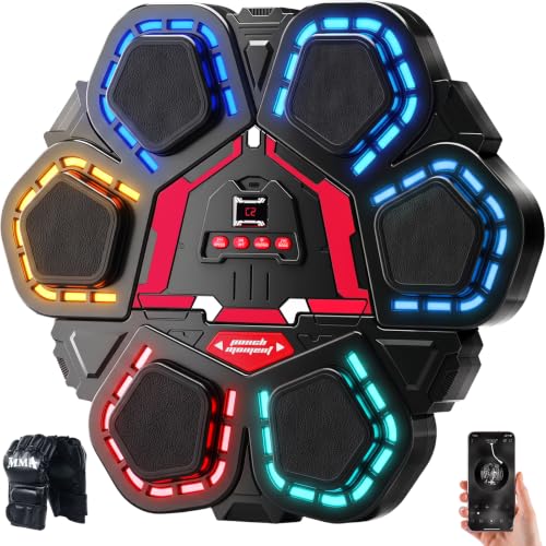 Music Punching Machine, Boxing Trainer with Rhythm Lights - color: Black Red