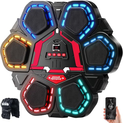 Music Punching Machine, Boxing Trainer with Rhythm Lights - color: Black Red
