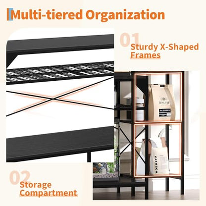 Heavy-Duty Aquarium Stand for 20-90 Gallon Tanks - 4-Tier Cabinet with 12-Leg Support, Built-In Power Outlet, Adjustable Storage - Living Room Reptile Terrarium Furniture - Supports 860lbs