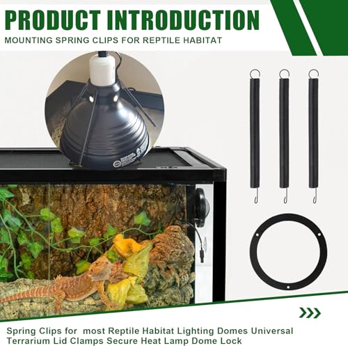 Mounting Spring Clips for Reptile Habitat Lighting Domes, Fits most reptile lighting domes,terrarium mesh screens, and heat lamp covers, 5.5"/8.5" Domes,Most Standard Domes and Screen Covers (3 pack) - size: 3 pack