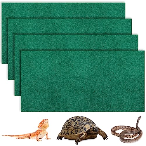 4 Pcs 24 x 47 Reptile Carpet Pet Terrarium Floor Liners Bedding Substrate Liner Supplies Reptile Cage Mat Tank Accessories for Lizard Bearded Dragon Tortoise Snake Leopard (Green) - color: Green