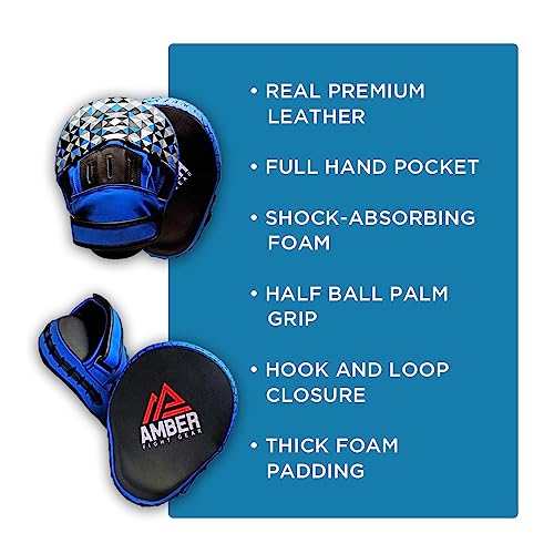 Premium Leather Curved Hook & Jab Pads for Boxing, MMA, Muay Thai, and Kickboxing Training - Hand Pads with Strike Target - Martial Arts Punching Shield