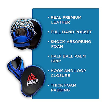 Premium Leather Curved Hook & Jab Pads for Boxing, MMA, Muay Thai, and Kickboxing Training - Hand Pads with Strike Target - Martial Arts Punching Shield