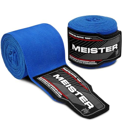 Meister Junior 108" Semi-Elastic Hand Wraps for MMA & Boxing (Pair) - color: Blue