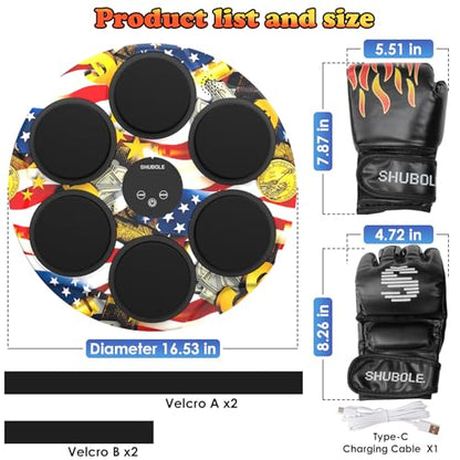Music Boxing Machine for Kids & Adults - Wall Punching Pad with Lighting, 9-Speed Bluetooth Boxing Game with Gloves, Wall Mounted Exercise Equipment, 2026 Upgrade Boxing Equipment for Kids Age 6+ - color: US