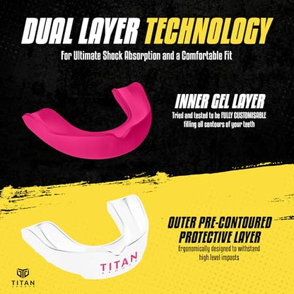Mouth Guard Boxing, Dual-Layer Boil & Bite Mouthguard, Adult | Premium Dual-Layer | Case Included | Adult & Youth Custom-Fit Mouthpiece | Football, MMA, Hockey, Lacrosse, BJJ, Basketball - color: Pink, size: Junior Under 11