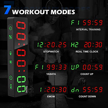 Gym Timer, Portable, Interval Timer with Rechargeable Battery and Built-in Magnet, LED Digital Anti Vertigo Display, Upgraded Workout Clock for Home Gym Garage Fitness - color: 1" Black 2