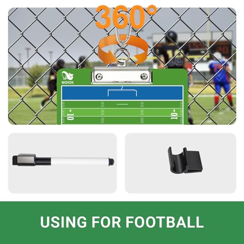 WISYOK Football Clipboard for Coaches, Dry Erase | Double Sided, for Football, Coach Gift, Game Planning, Practice, Training, Tactics - style: Football