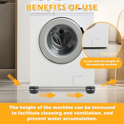 Anti Vibration Pads for Washing Machine, 4Pcs Anti-Vibration Mat Isolation Pads, Stop Walking, Reduce Noise & Shaking, Washer Dryer Rubber Mat