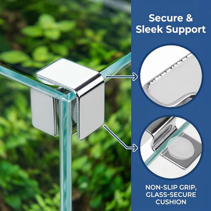 Stainless Steel Fish Tank Cover Brackets 4Pcs Aquarium Lid Clips Secure Support for 5mm Glass Aquarium Lid Fish Tank Accessories