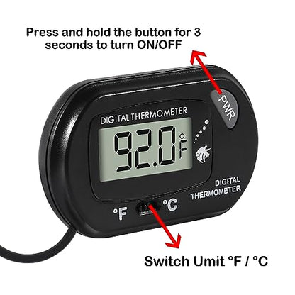 4Pcs Aquarium Thermometer Fish Tank Thermometer Reptile Fahrenheit Terrarium Water Temperature Indicator Test Digital with LCD Display Fahrenheit/Celsius - color: 4PCS