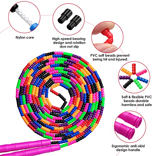 Double Dutch Jump Rope Long Jump Rope 16 FT 1 Pack/2 Pack, Adjustable Soft Beaded Diy Jump Rope for Kids Adult Long Enough for 5-6 Jumpers - color: Pink-2 Pack