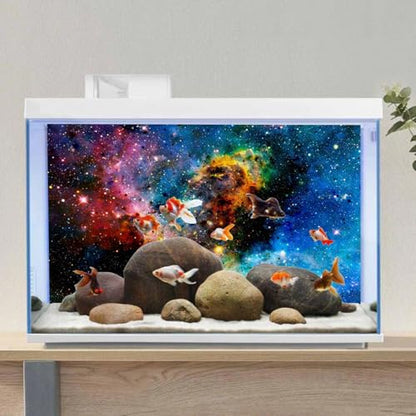 AWERT 24x12 inches Galaxy Aquarium Background Cloud Stars and Colorful Cosmic Universe Fish Tank Background Mystery Space Terrarium Background