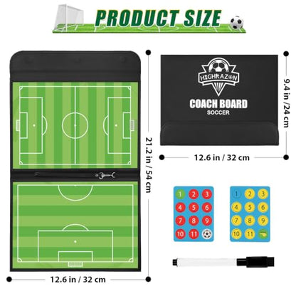 Soccer Coaching Board, Magnetic Soccer Clipboard for Coaches, Foldable Board with Dry Erase Marker - style: Soccer-A