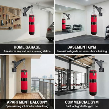 Kipika Heavy Bag Hanger Wall Mount Punching, Heavy Duty Boxing Bag Bracket for Home Gym Indoor Training, Adjustable & Rotatable Punching Bag Bracket for Boxing, Muay Thai - color: E- Adjustable length 17"-25"