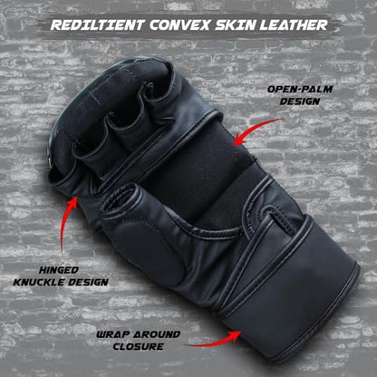 Hybrid MMA Sparring Gloves for Grappling, Kickboxing, and Open Palm Martial Arts - color: Black, size: Medium