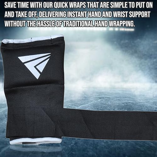 Quick Hand Wraps - Padded Knuckle Protection for Boxing Gloves, MMA, Kickboxing, Muay Thai - Quick Wraps for Men & Women - size: Small-Medium
