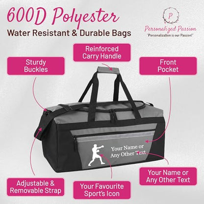 Personalized Sports Duffel Bags for Men and Women - 22” Customized Travel Duffle with Name & Volleyball Design - Water Resistant Two-Toned Overnight Weekender Bag - Red - color: Red, style: Volleyball