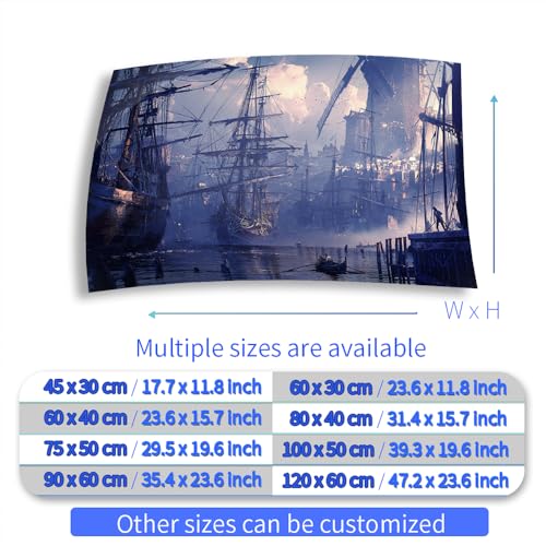Aquarium Background Stickers - Port Sailboat City - Fish Tank Reptile Terrarium Decor Poster (45 x 30 cm / (17.7 x 11.8 inches))