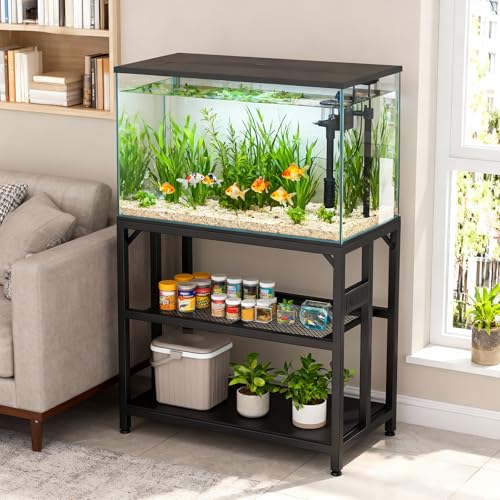 40 Gallon Fish Tank Stand with Power Outlets and Adjustable Shelf, 660LBS Capacity Metal Aquarium Stand for Turtle Tank, Reptile Terrarium and Breeder Tank, Suitable for Home Office, Black - color: Black