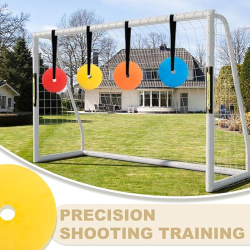 Soccer Targets for Goal, Training Equipment for Football Hockey Lacrosse - Goal Target Discs & Adjustable Straps, Football Shooting Aiming Agility Practice Game - size: #1 (4 pack x 5.9")