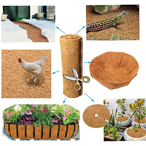 16x80 inch Natural Coconut Coir Liner Sheets Coco Fiber Roll Coco Mat for Planter Flower Basket Liner Garden Decoration Animal Pet Pad - size: 16x80 inch