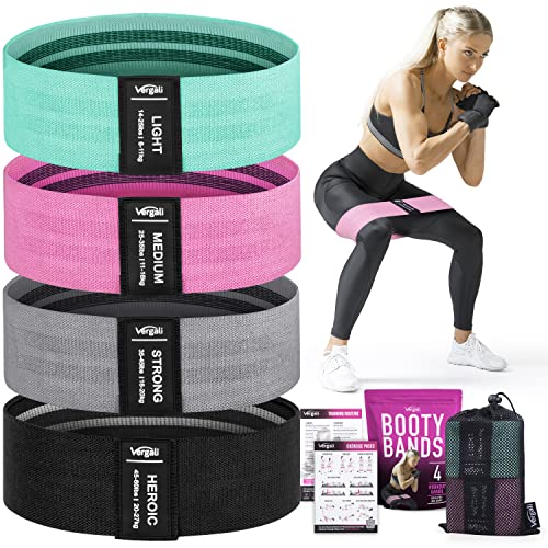 Resistance Bands for Working Out with Workout Bands Guide. 4 Booty Bands for Women Men Fabric Elastic Bands for Exercise Bands Resistance Bands for Legs Bands for Working Out Hip Thigh Glute Bands Set - color: Aqua, Pink, Grey, Black
